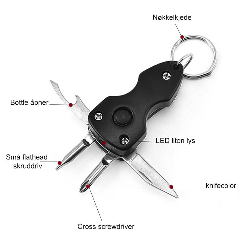 5 in 1 with Keychain, Knife, Screwdriver, Bottle Opener, 3 Screwdrivers