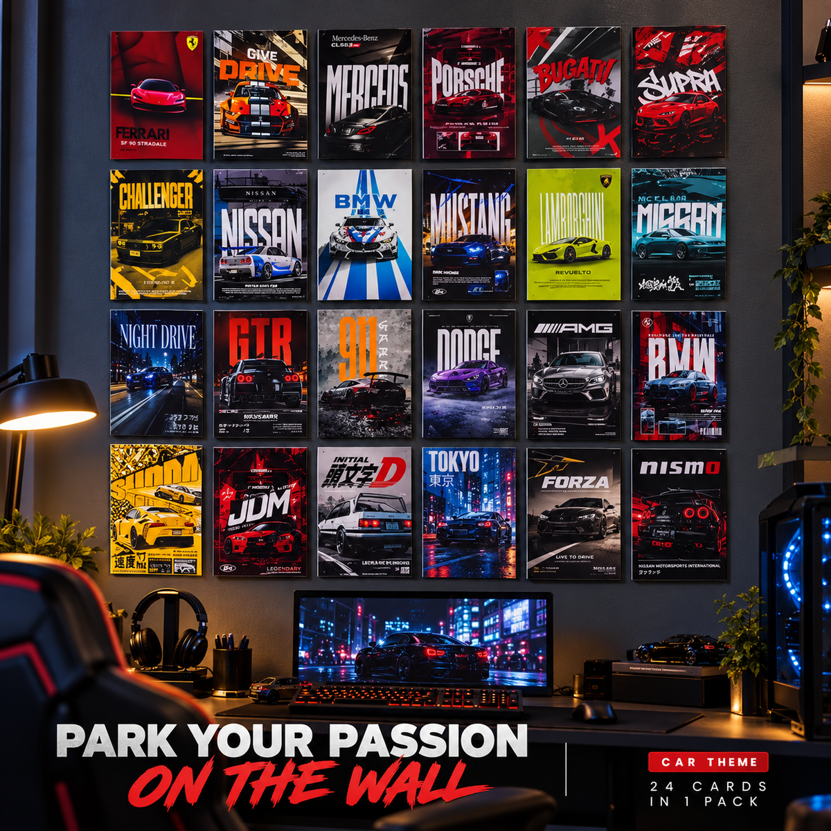 WallVibe Stickers® 24-Piece Motivational Quote / Car Enthusiast
