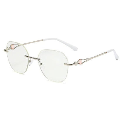 Women Diamond Rimless Anti-Blue Light presbyopia Glasses