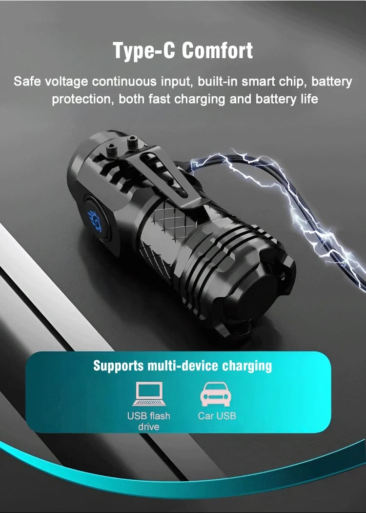 3 in 1 Thumb-Sized Flashlight Keychain + Powerbank