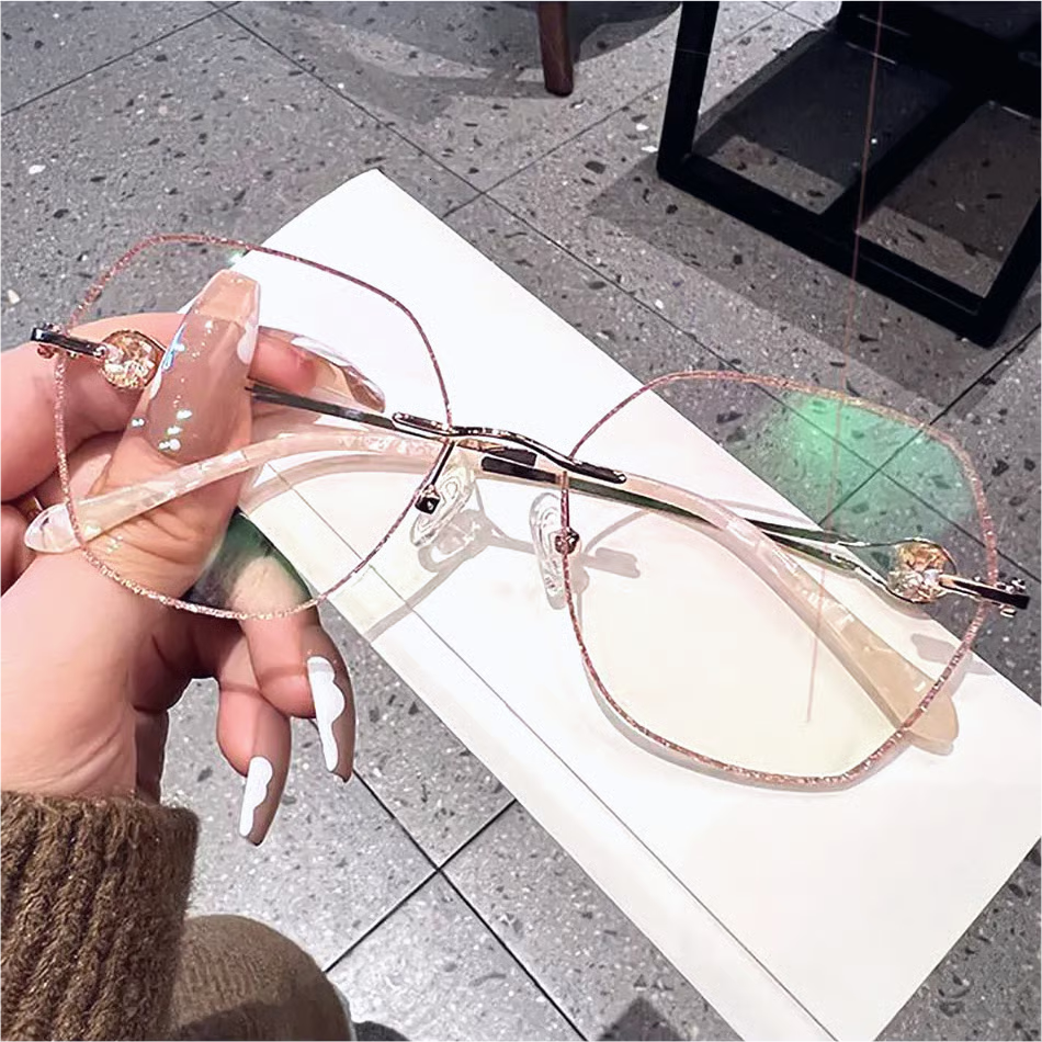 Women Diamond Rimless Anti-Blue Light presbyopia Glasses