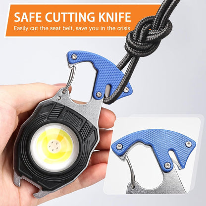 9-in-1 LED Keychain Light with Lighter, Multi Tools & USB-C Charging