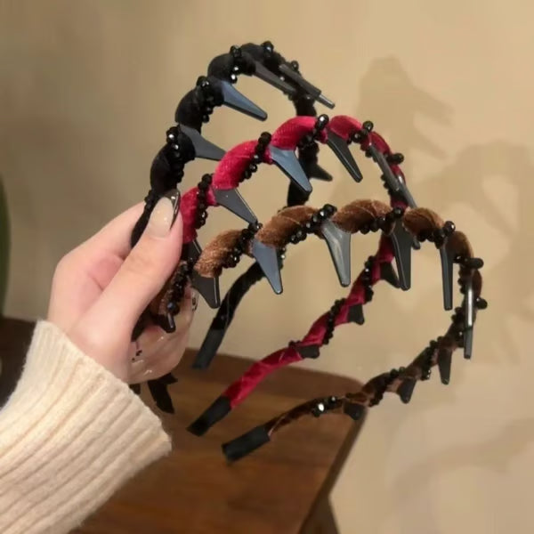 Retro High Skull Pearl Headband