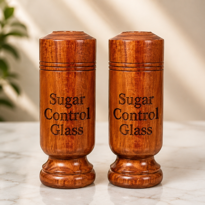 🌿 Vijaysar Wooden Sugar Control Glass ✨
