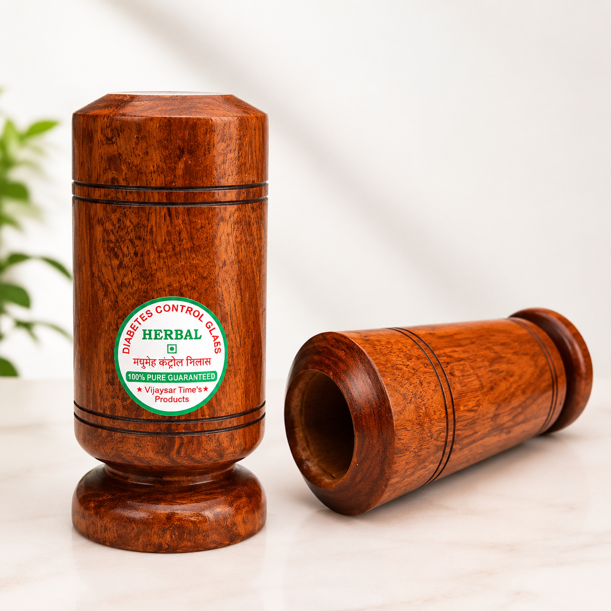 🌿 Vijaysar Wooden Sugar Control Glass ✨