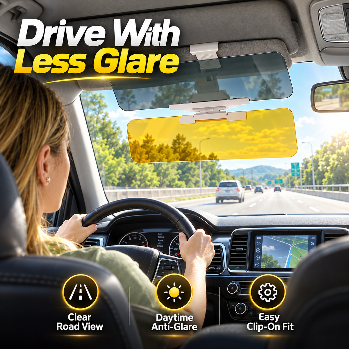 ClearDrive™ 2-in-1 Day & Night Anti-Glare Driving Visor ( Imported )