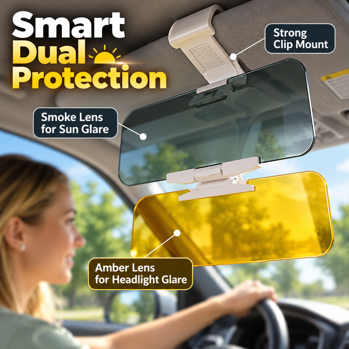 ClearDrive™ 2-in-1 Day & Night Anti-Glare Driving Visor ( Imported )