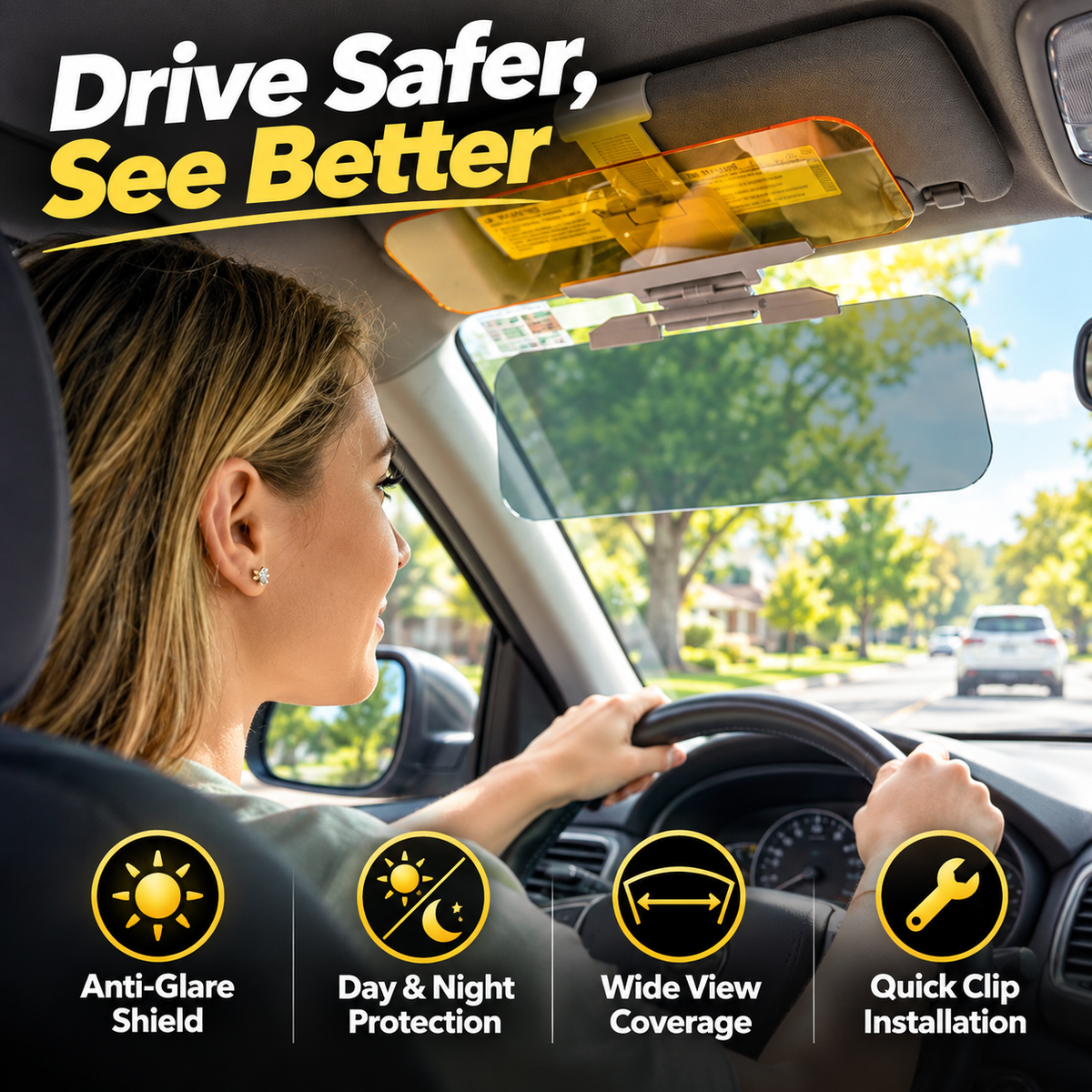 ClearDrive™ 2-in-1 Day & Night Anti-Glare Driving Visor ( Imported )