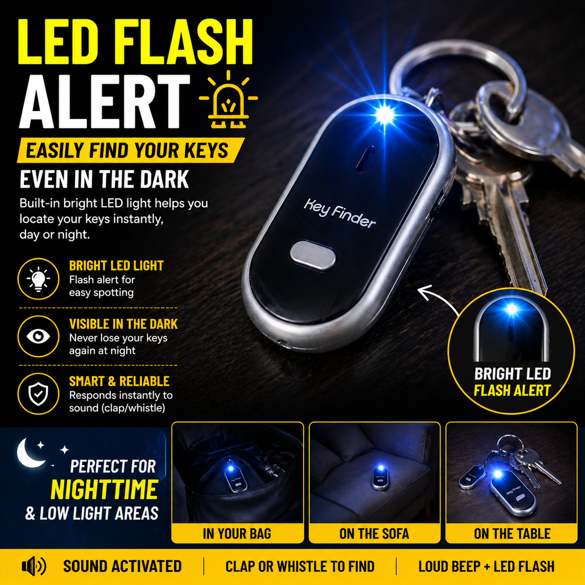 Smart Whistle Key Finder Keychain – Clap & Find Your Lost Keys Instantly