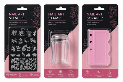 3 Styles Flower Leaves Nail Art Stamping Kit