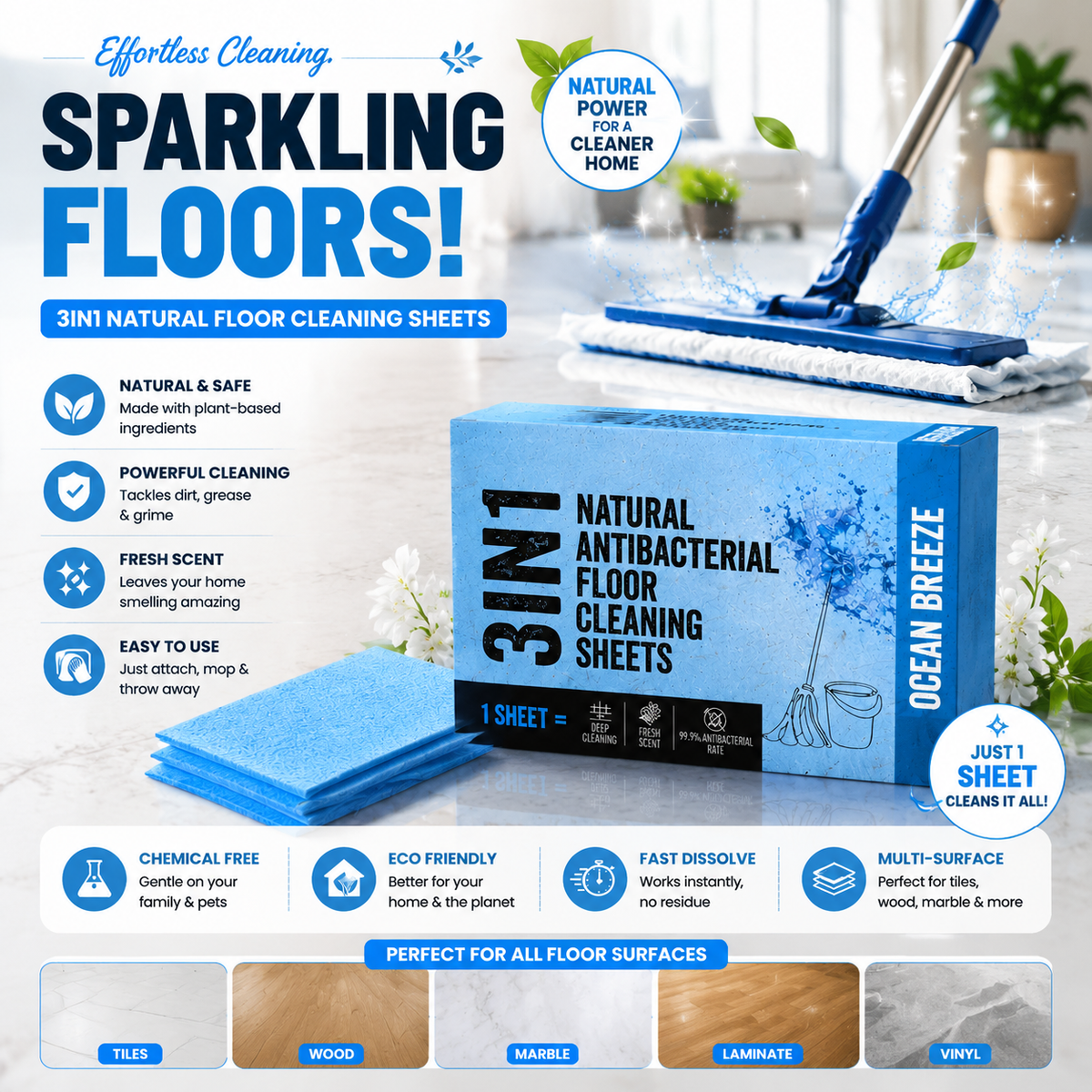 🏠 Smart Floor Cleaning Tablets – Instant Cleaning Solution 100% Effective