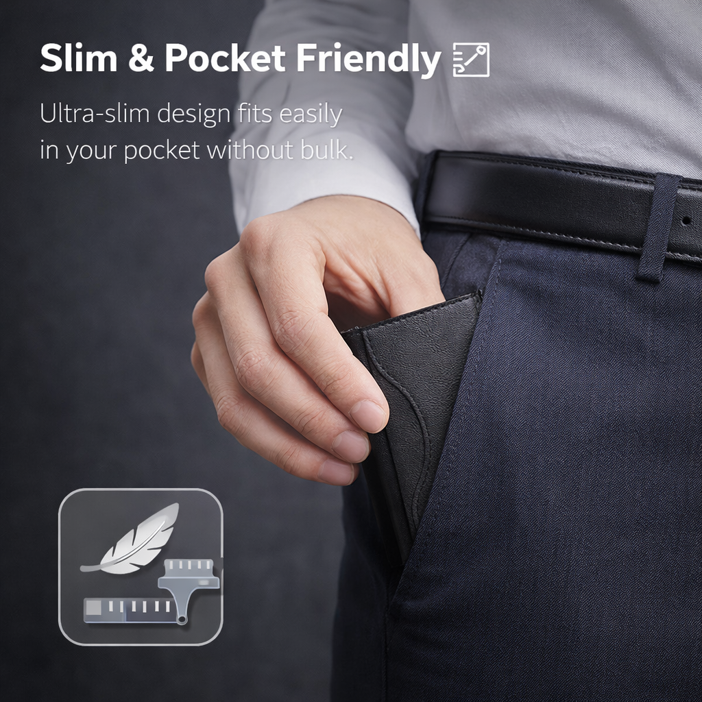 Trifold Magnetic Wallet ( Slim + RFID Blocking )