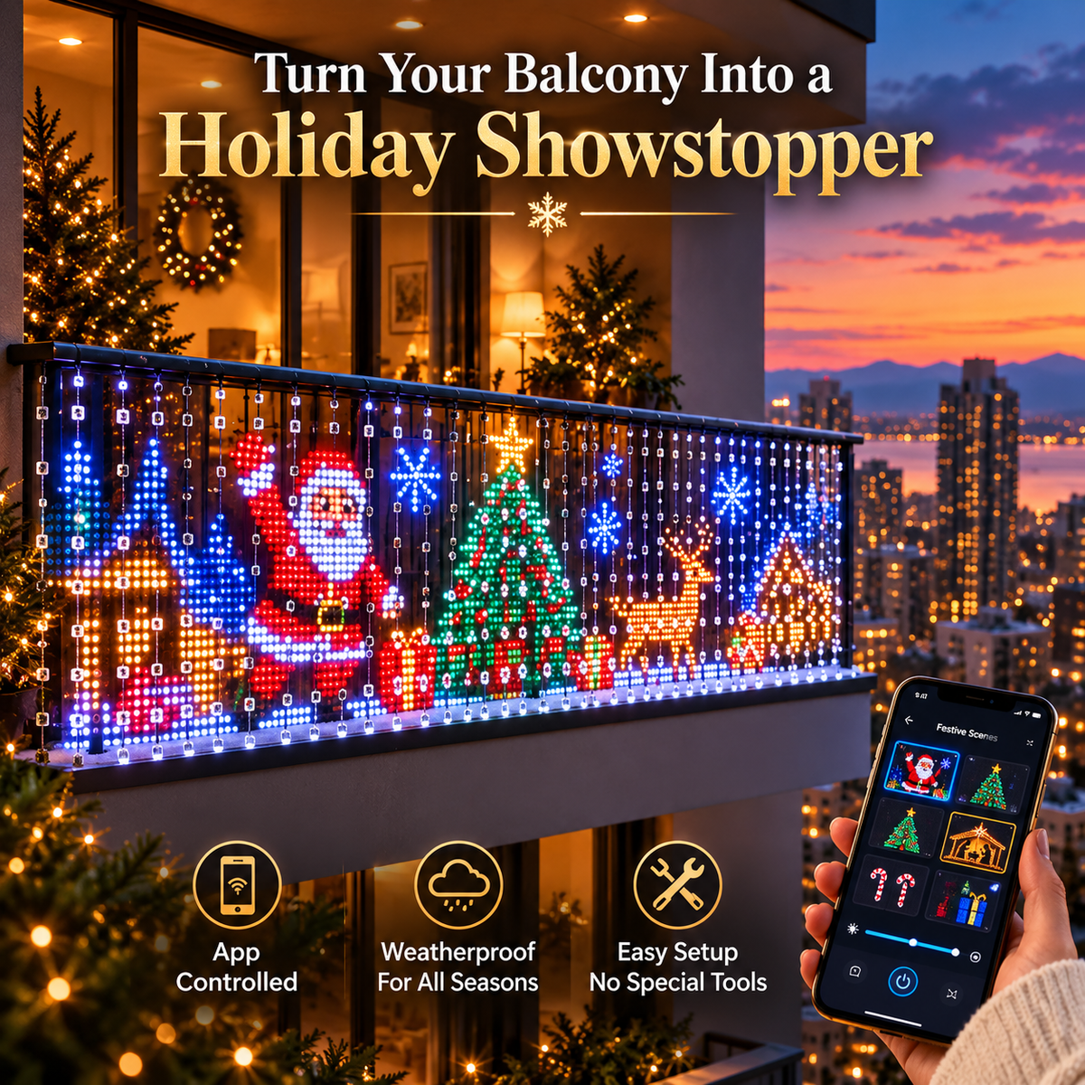 FestiveGlow™ Smart LED Curtain Lights