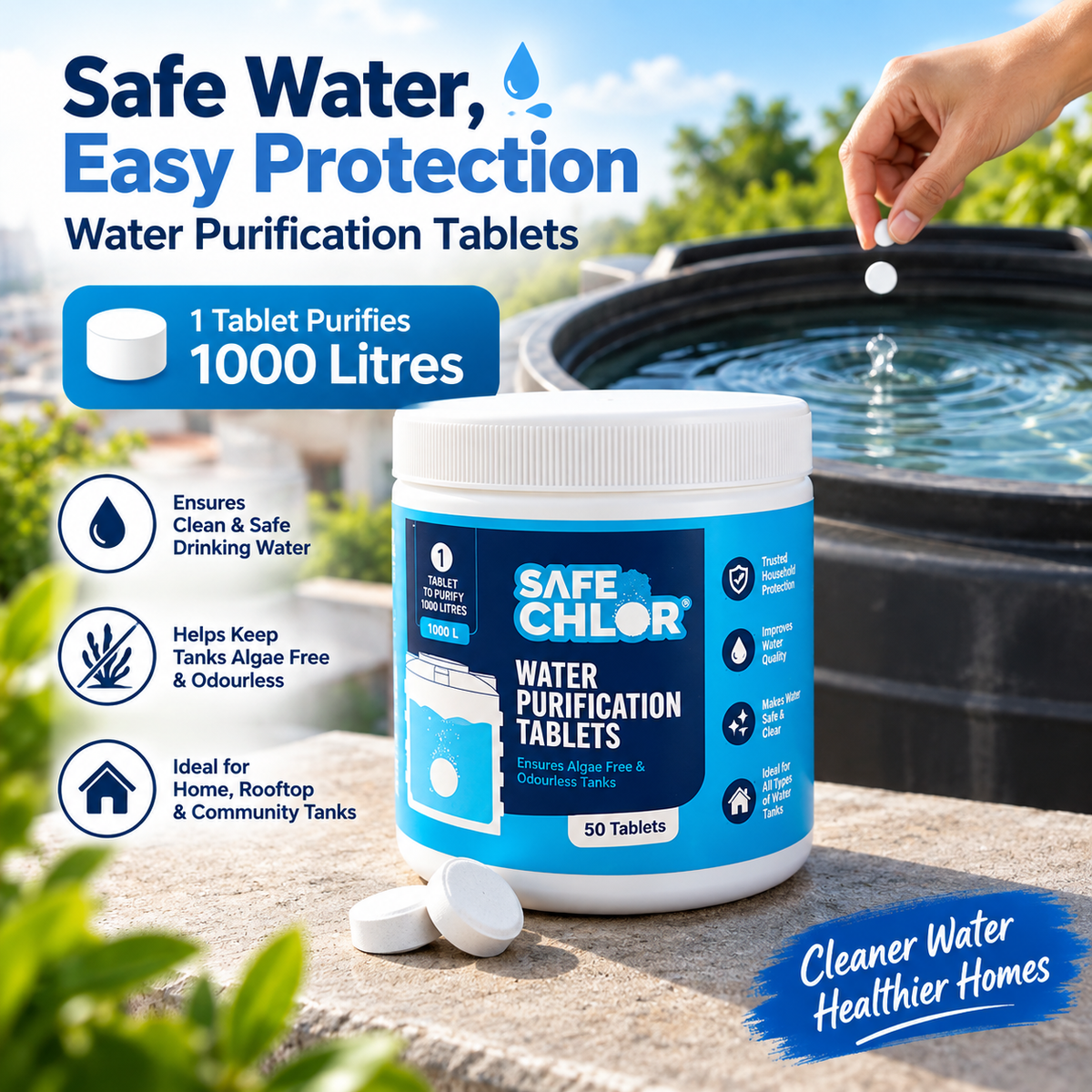 Tank Cleaner Tablet™  Water Purification Tablets for Home & Rooftop Tanks