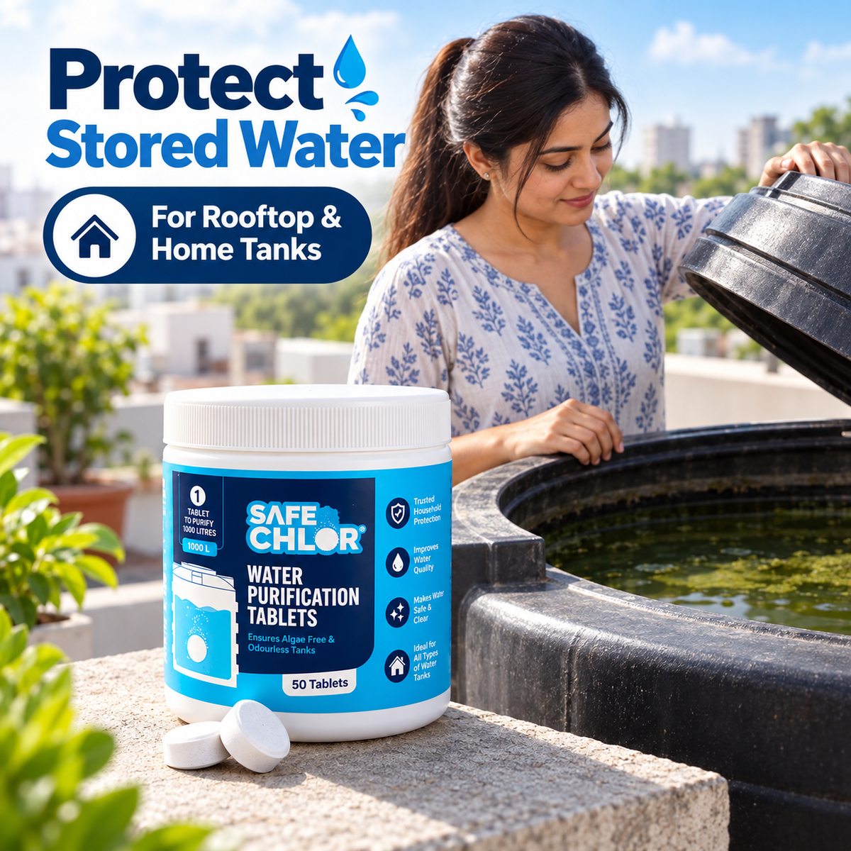 Tank Cleaner Tablet™  Water Purification Tablets for Home & Rooftop Tanks