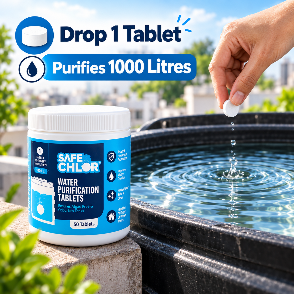 Tank Cleaner Tablet™  Water Purification Tablets for Home & Rooftop Tanks