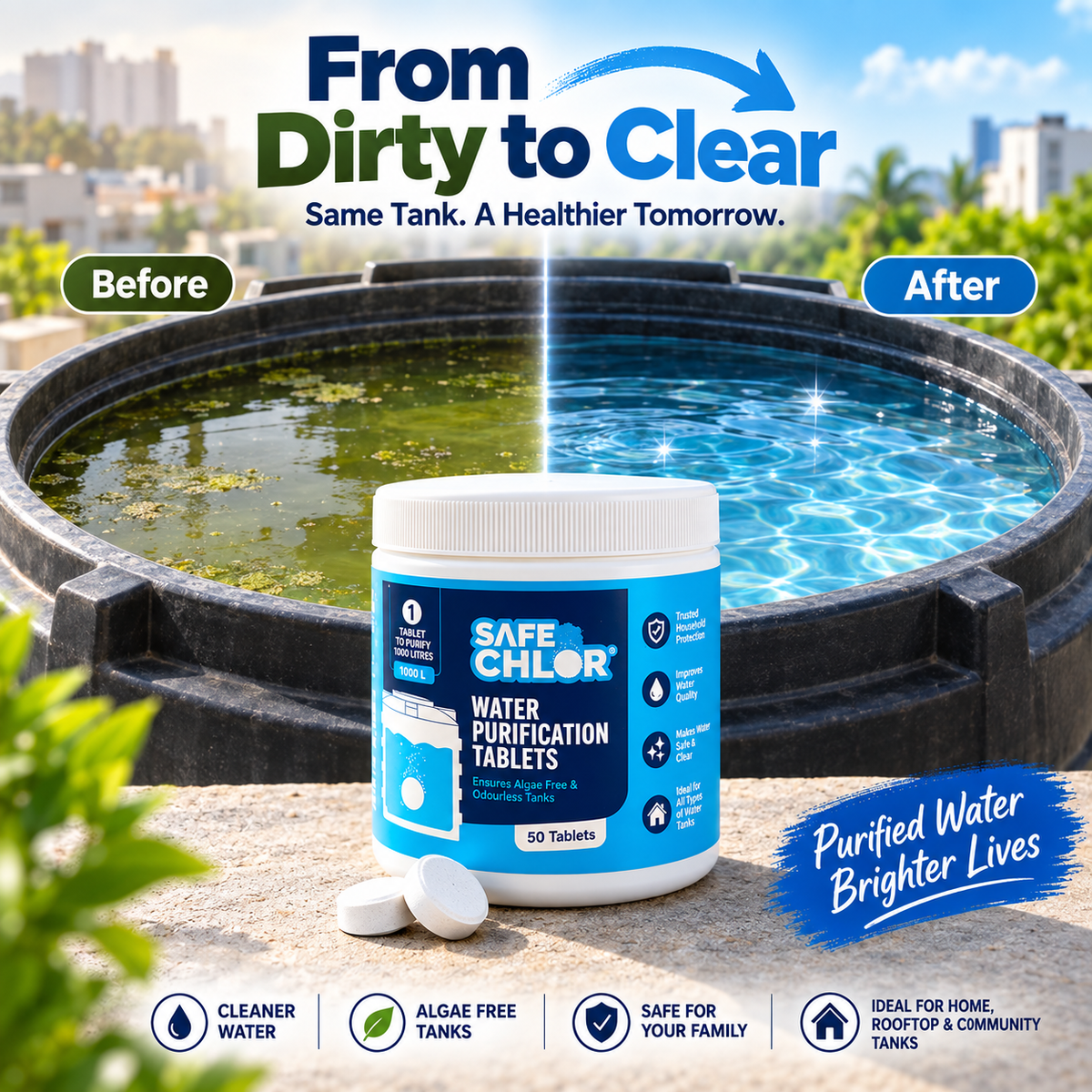 Tank Cleaner Tablet™  Water Purification Tablets for Home & Rooftop Tanks