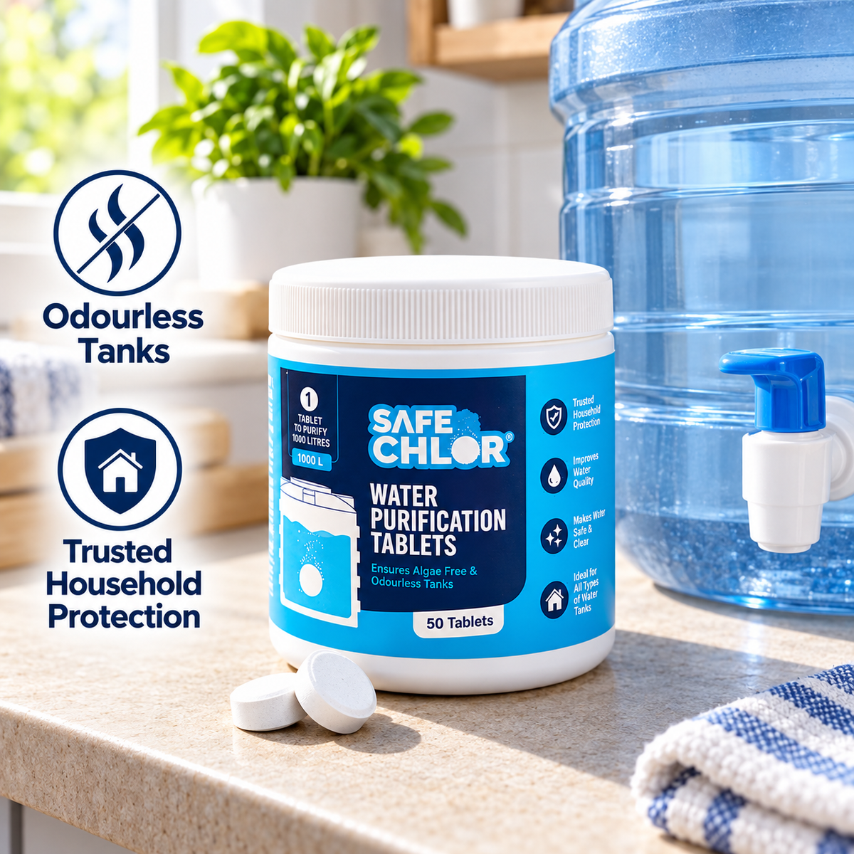Tank Cleaner Tablet™  Water Purification Tablets for Home & Rooftop Tanks