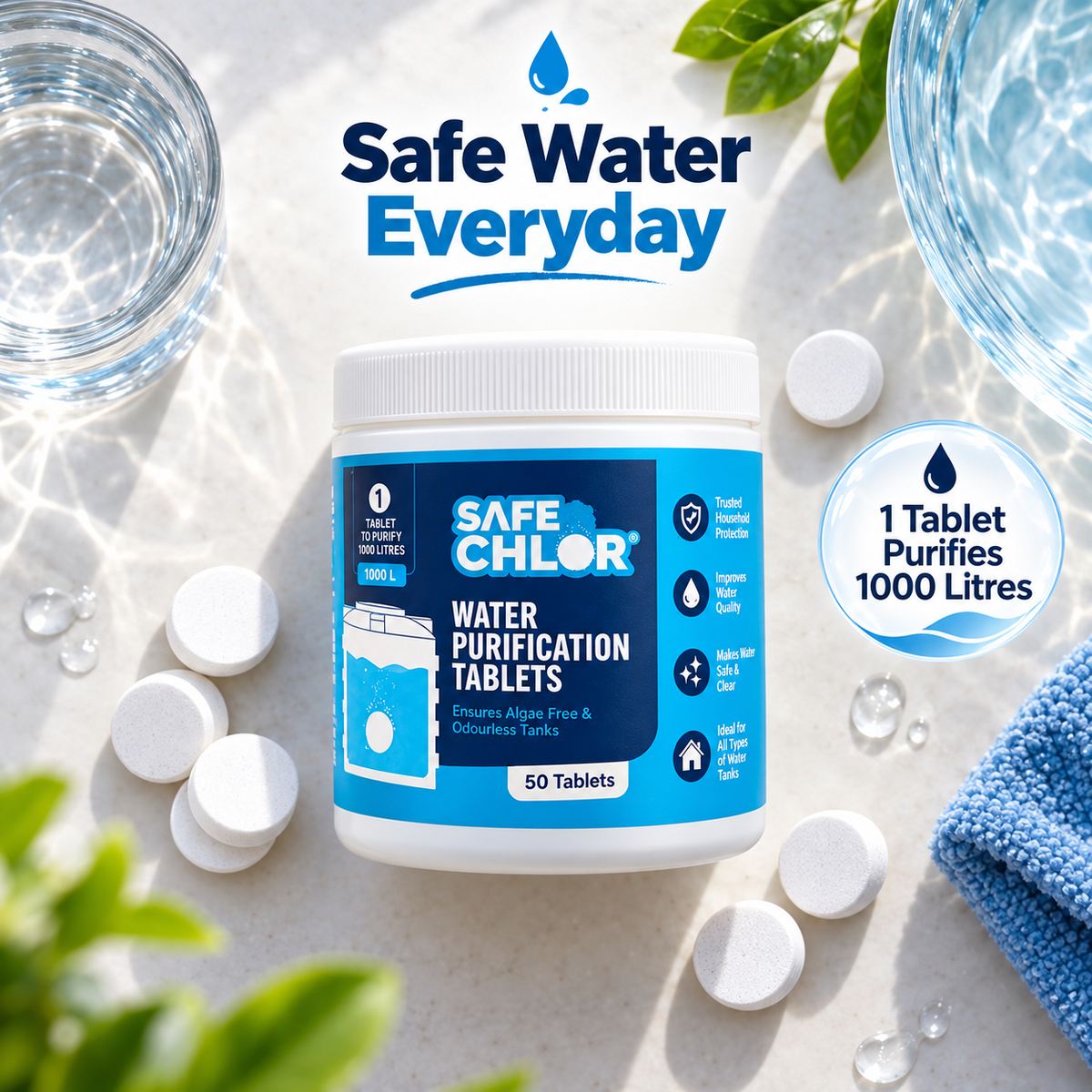 Tank Cleaner Tablet™  Water Purification Tablets for Home & Rooftop Tanks