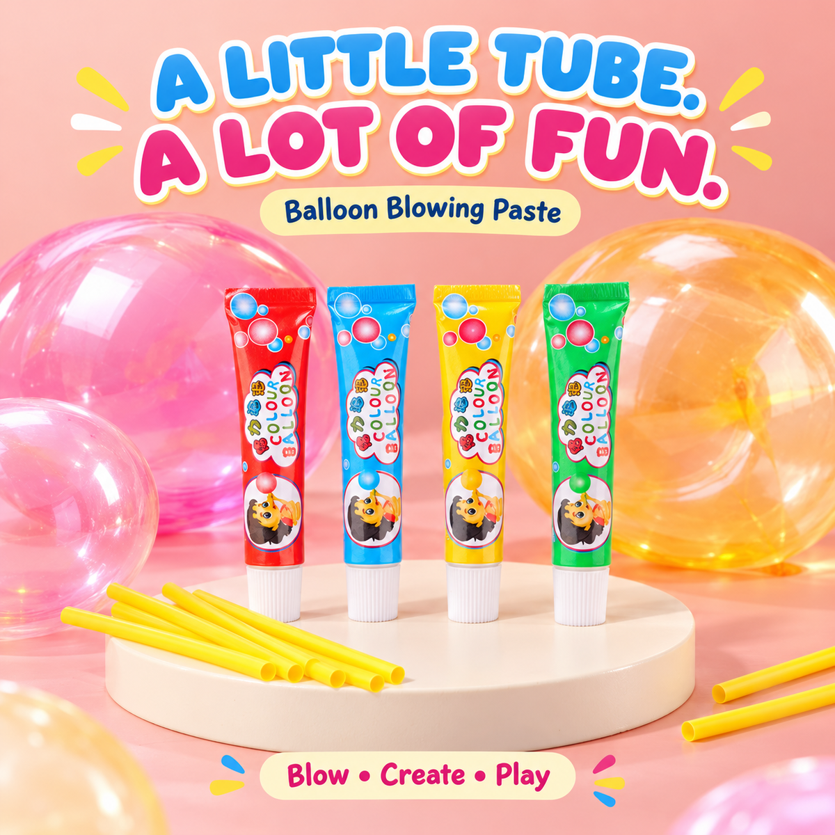 Magic Plastic Touchable Blow Bubbles Set