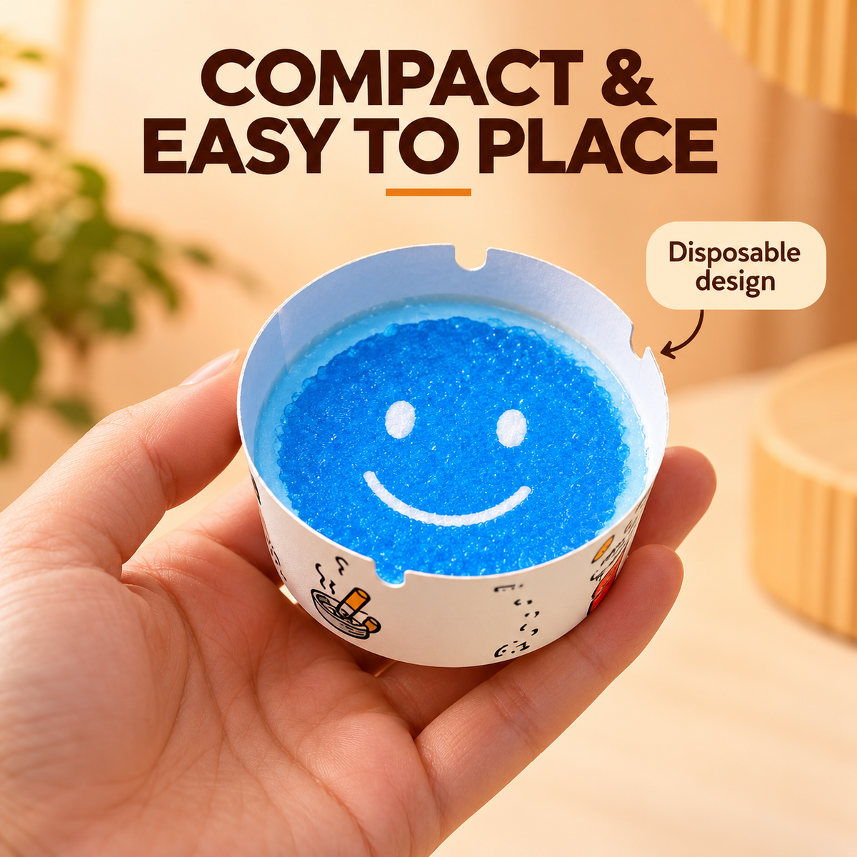 Reusable Gel Ashtray ®Ash & Cigarette-End Collector