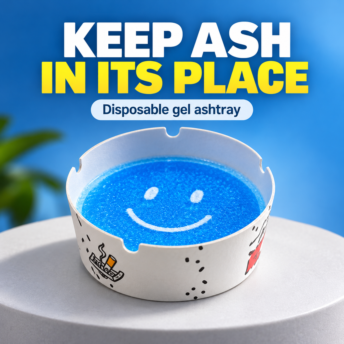 Reusable Gel Ashtray ®Ash & Cigarette-End Collector
