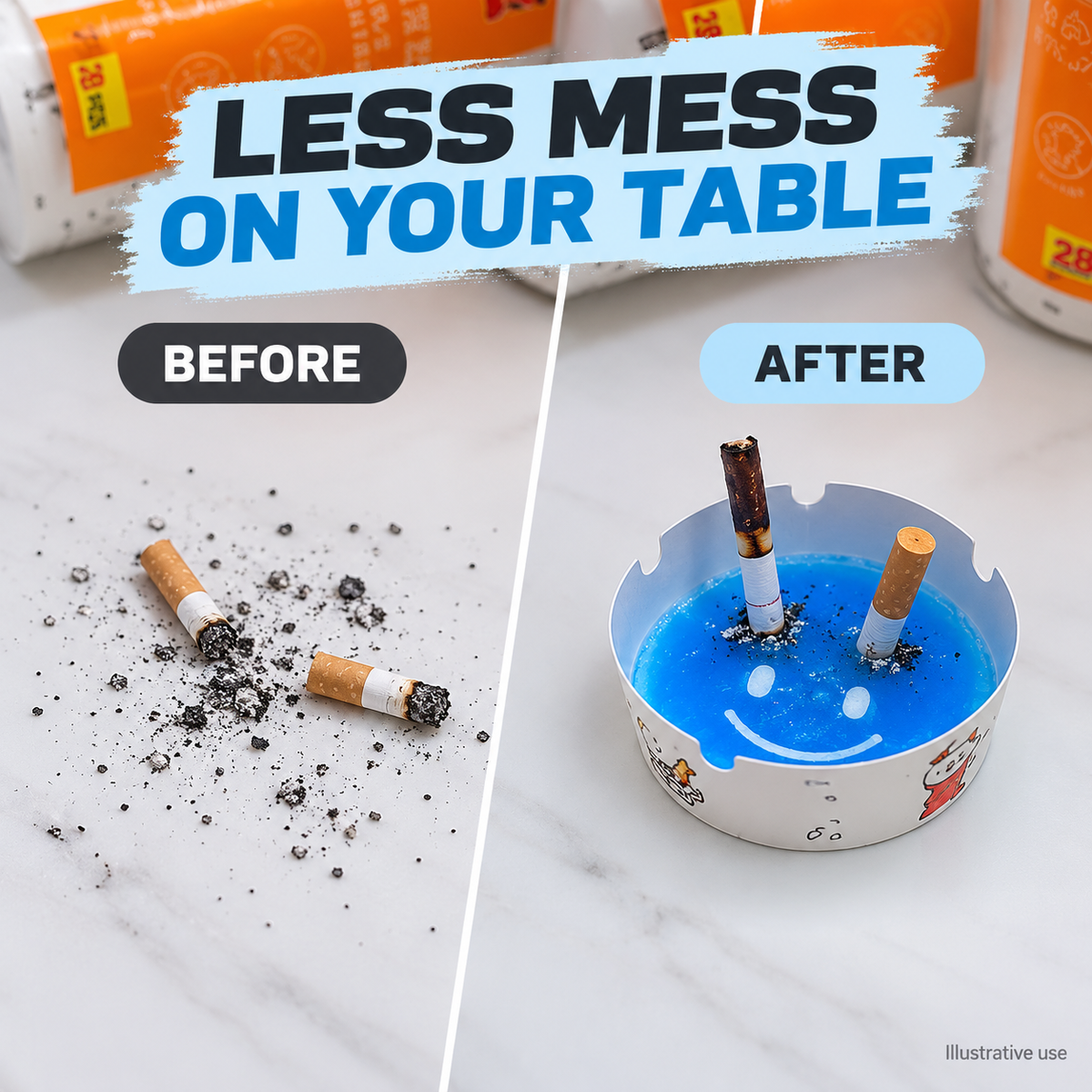 Reusable Gel Ashtray ®Ash & Cigarette-End Collector