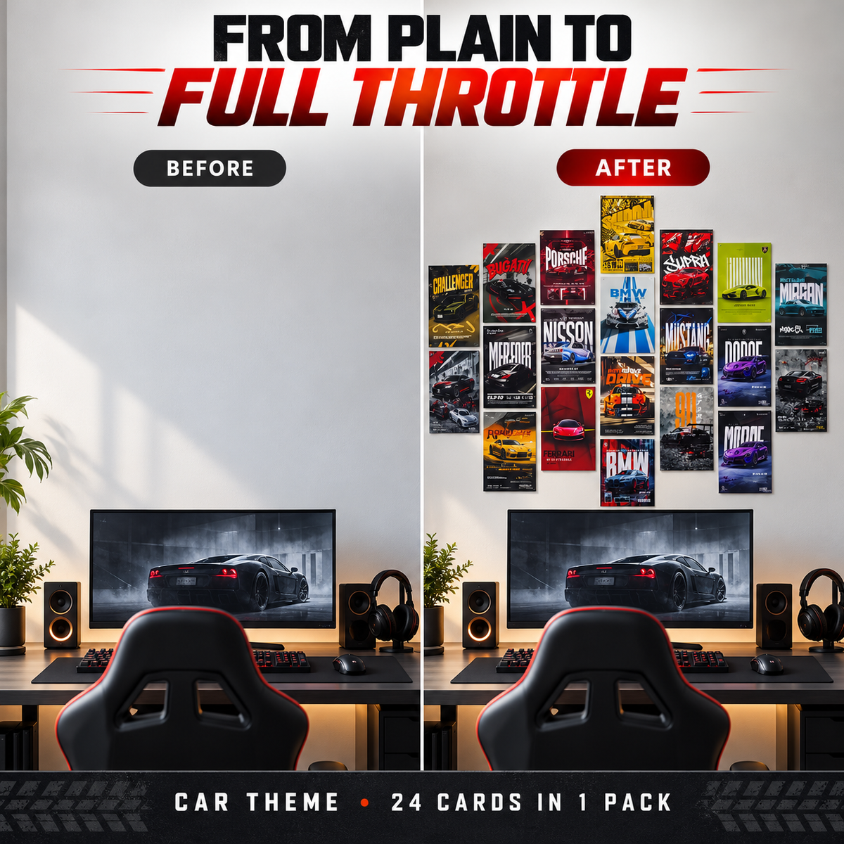 WallVibe Stickers® 24-Piece Motivational Quote / Car Enthusiast