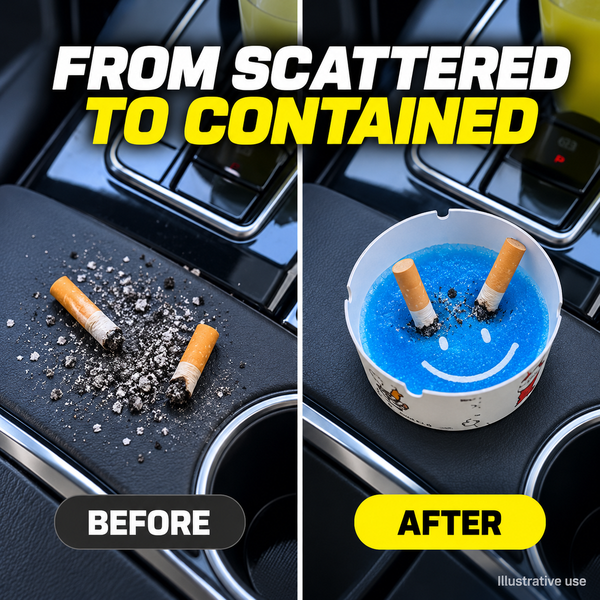 Reusable Gel Ashtray ®Ash & Cigarette-End Collector