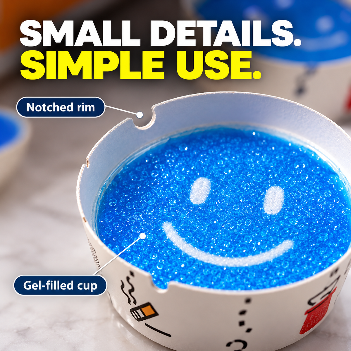 Reusable Gel Ashtray ®Ash & Cigarette-End Collector