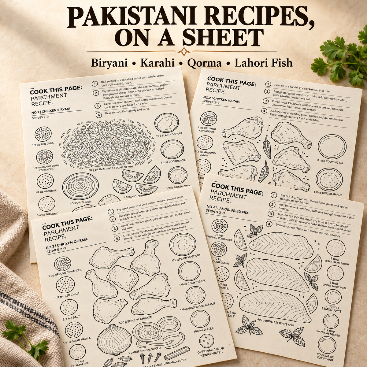 Cookmeup Paper® Home Chef Recipe Guides