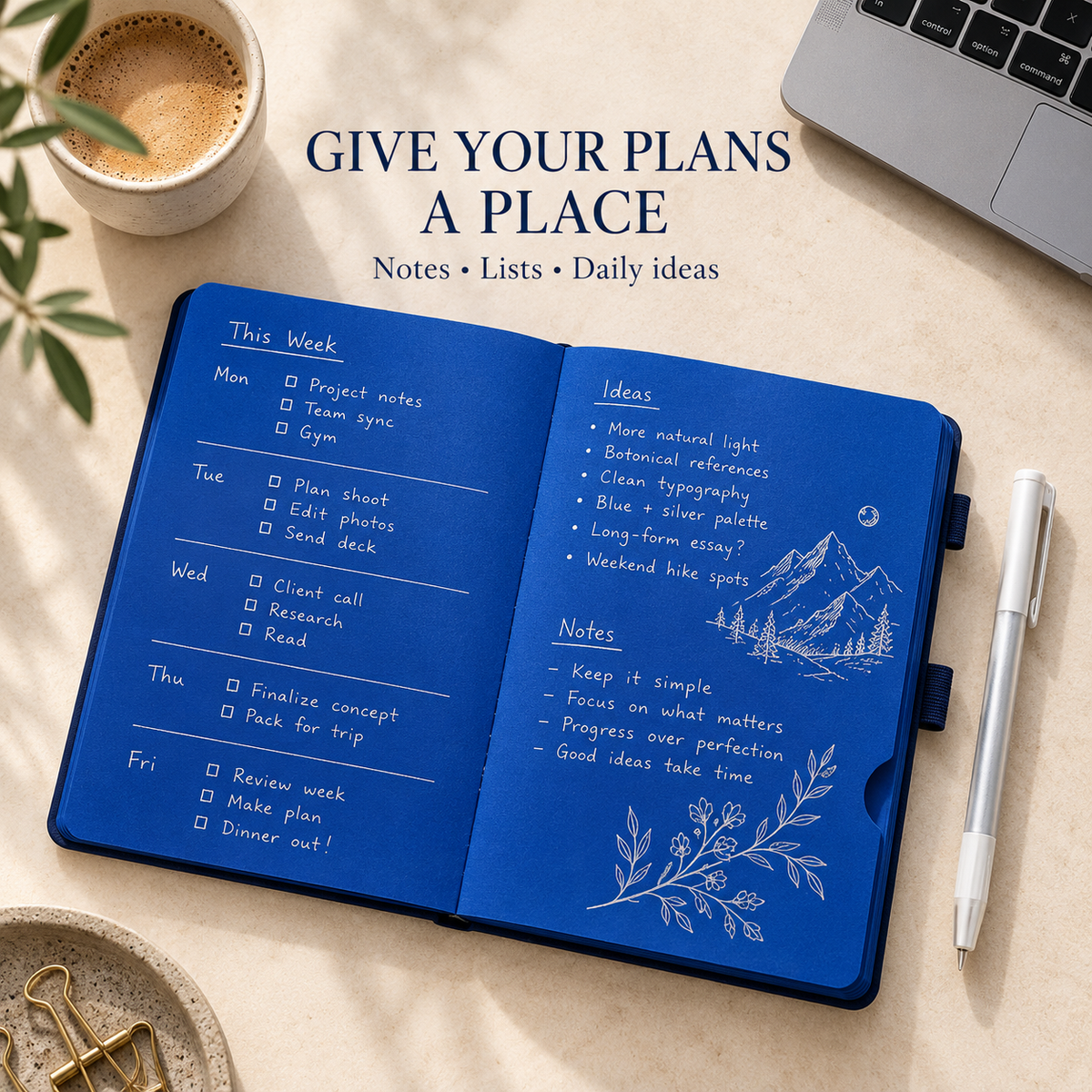 Blue NoteBook™ ( With Free Pen )