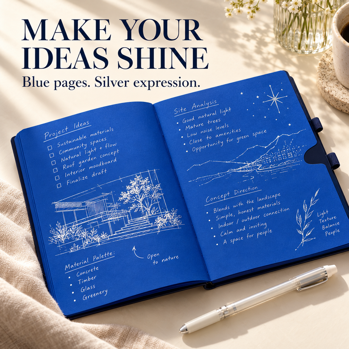 Blue NoteBook™ ( With Free Pen )
