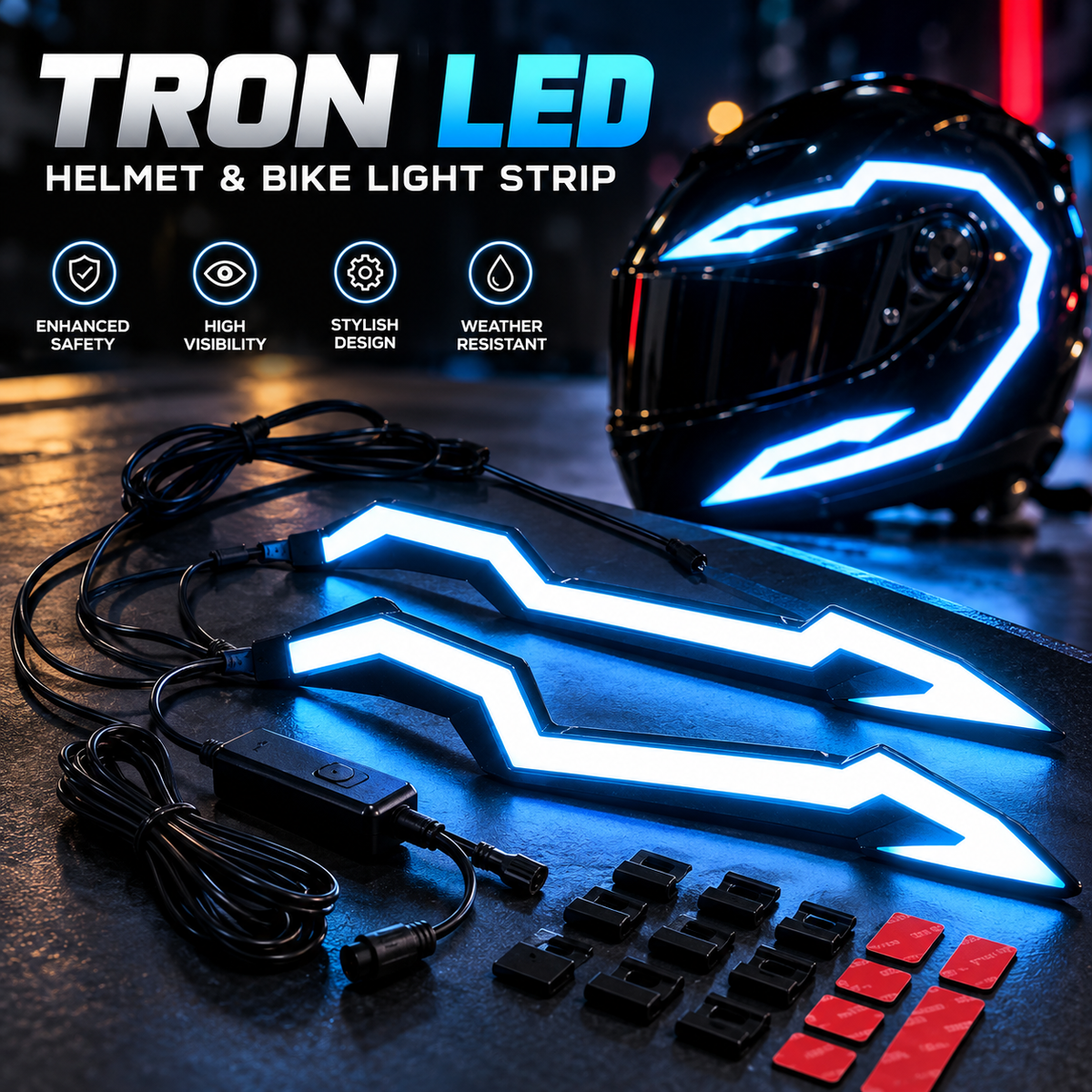 GlowRide® Helmet & Bike Light