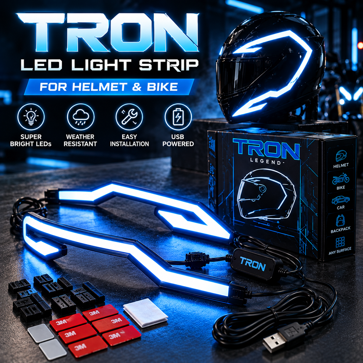 GlowRide® Helmet & Bike Light