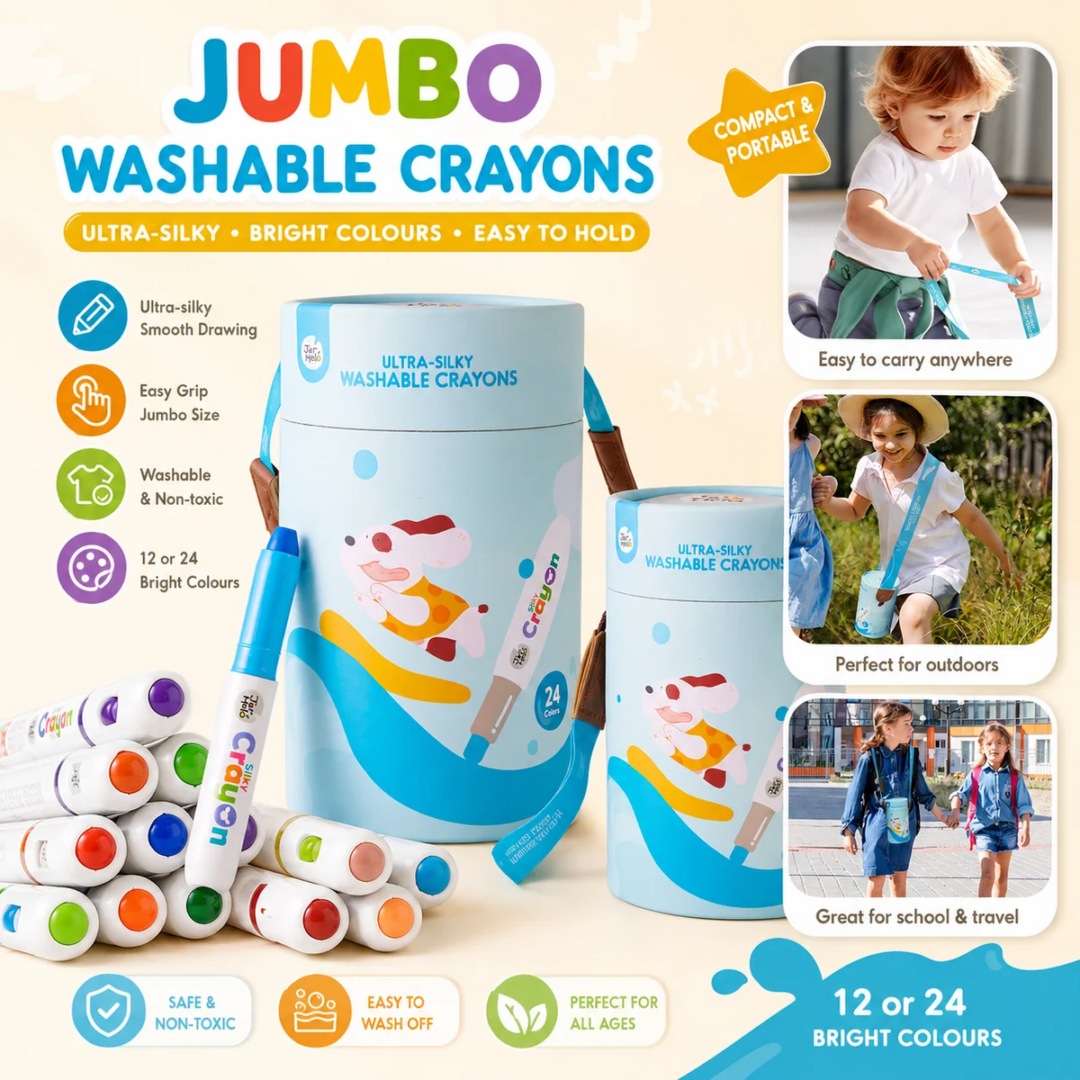 Silky Artist Crayons® Washable Colouring + Darker Colours