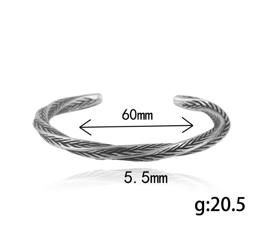 Titanium Twisted Mens Bracelet